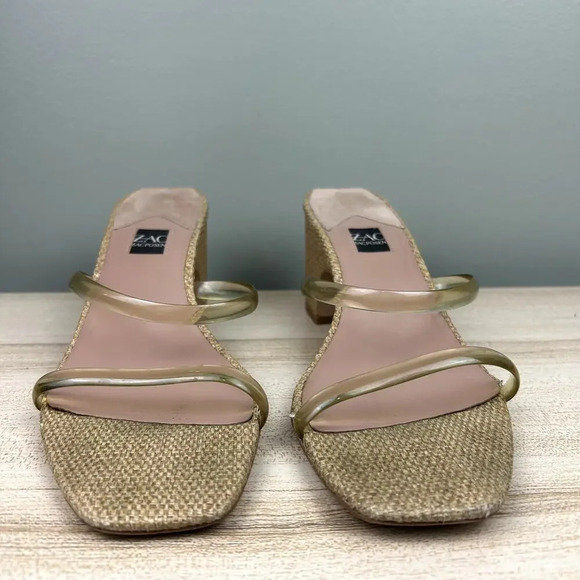 ZAC Zac Posen Saint Heeled Sandals Cashew Tan Size 10 Square Toe Block Heel Shoe - Picture 11 of 15